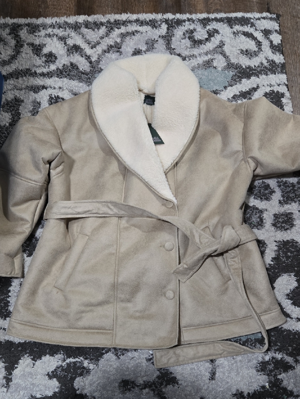 wild fable Beige Sherpa-Lined Wrap Jacket